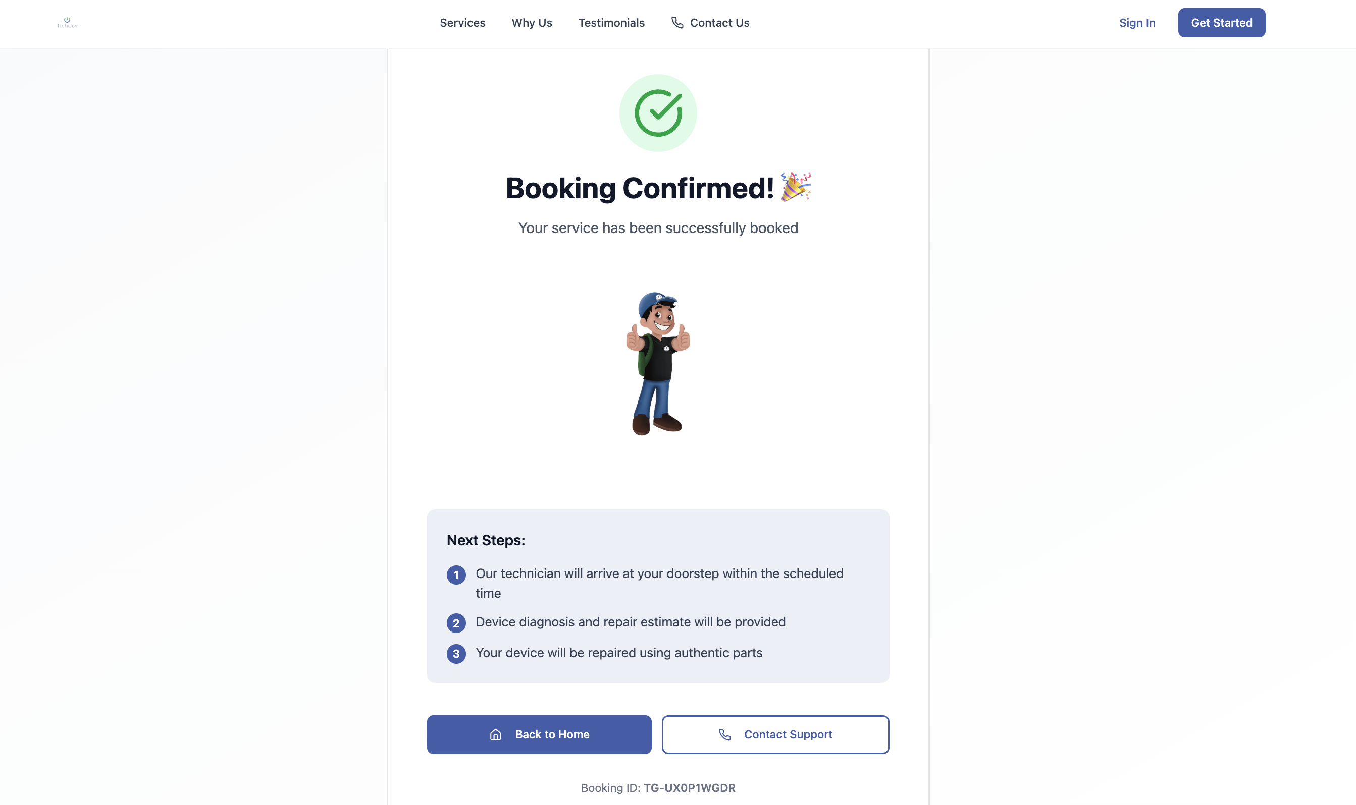 Customer app live tracking screen